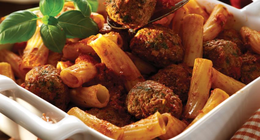Spicy Meatballs in Tomato Sauce with Pasta