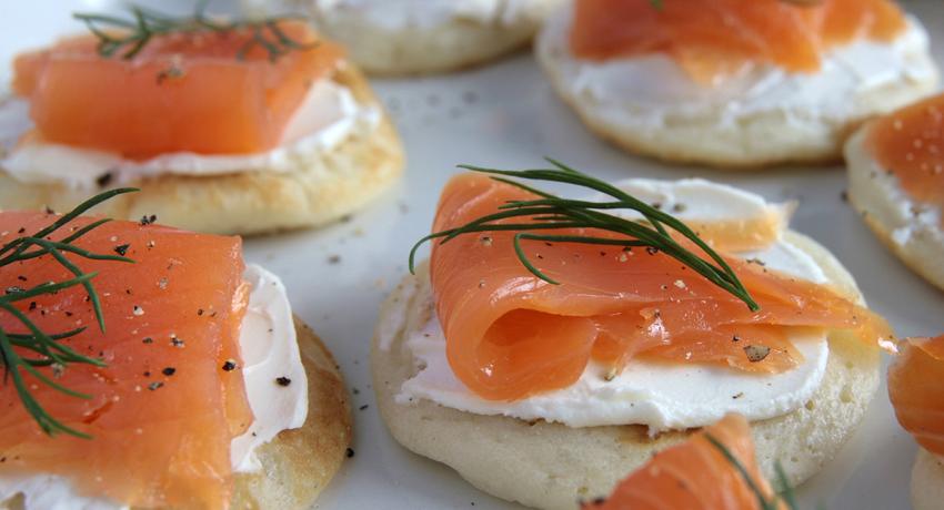 Buckwheat Blinis With Crème Fraiche and Smoked Salmon