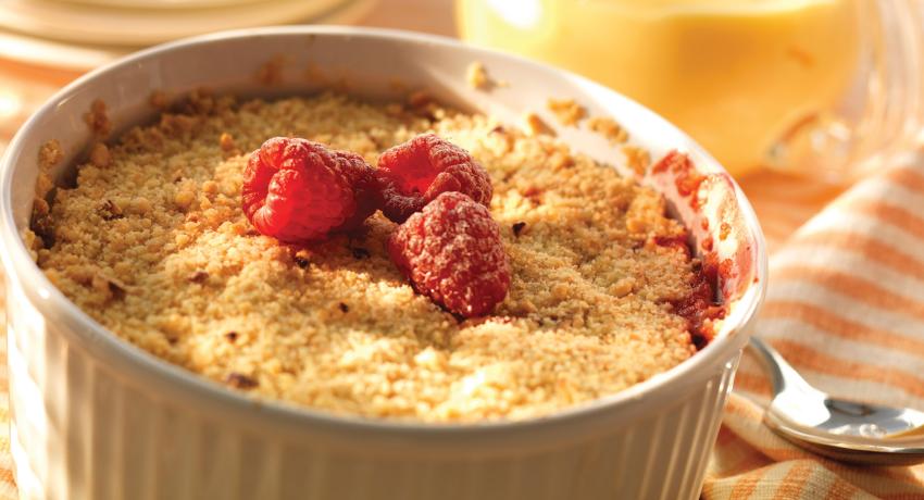 Peach And Raspberry Hazelnut Crumble