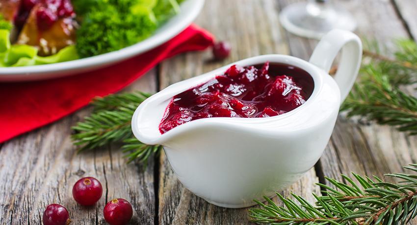 Mulled cranberry sauce in jug